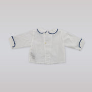 Paz Rodriguez White Cotton Baby Blouse with Elegant Ruffled Collar