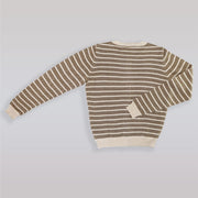 Pale Cloud Luxury Olive Striped Knit Button Cardigan for Children
