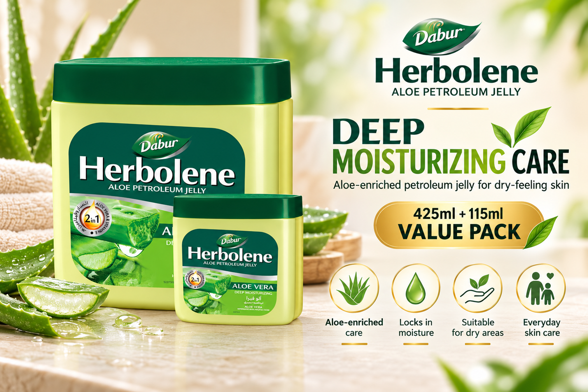 Dabur Herbolene Aloe Petroleum Jelly Value Pack – 425ml 4pcs + 115ml 4pcs