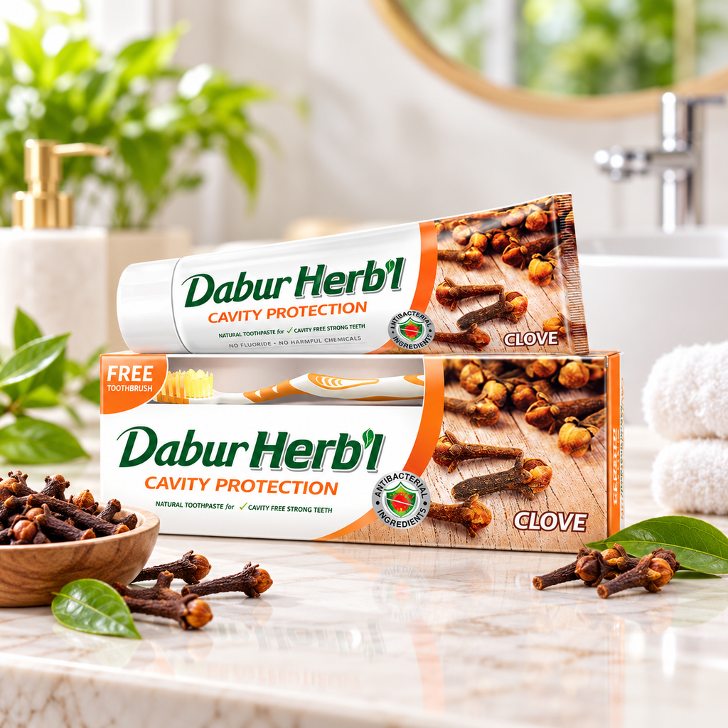 Dabur Herbal Clove Toothpaste | Cavity Protection | 4 x 100g (Pack of 4)