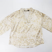 Pale Cloud Jamie Girls Ecru Blouse with Gold Foil Accents