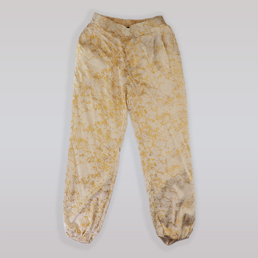 Pale Cloud Jamie Ecru Trousers with Shimmering Gold Foil