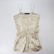 Elegant Pale Cloud Jamie Ecru Play Suit with Gold Foil