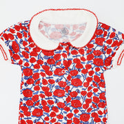 Petit Bateau Red Floral Short Sleeve Cotton Baby Body Suit