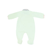Petit Bateau Dors Bien Mint Green Floral Collar Baby Sleepsuit