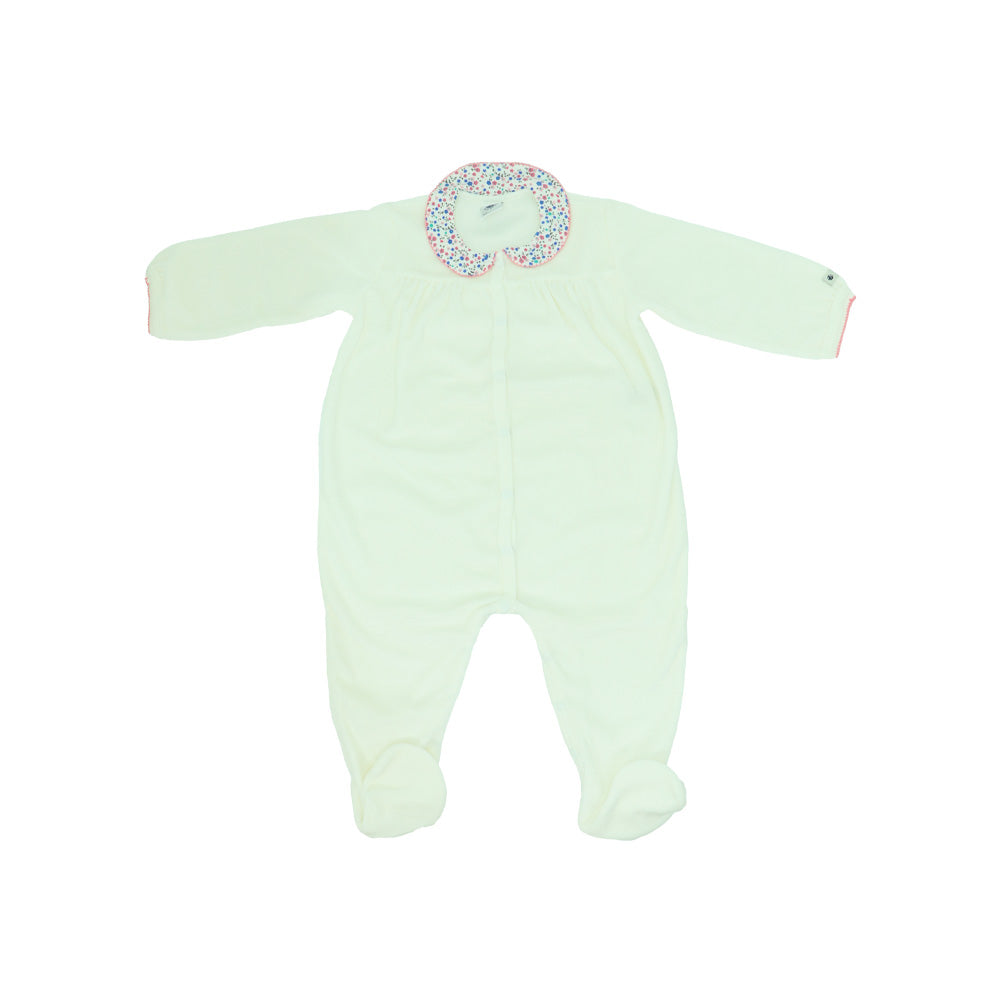 Petit Bateau White Cotton Baby Sleepsuit Dors Bien Footed Onesie