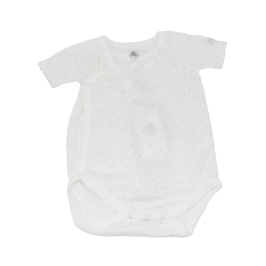 Petit Bateau Soft White Cotton Short Sleeve Baby Bodysuits 2-Pack