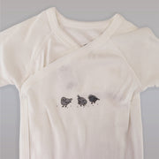 Petit Bateau Soft White Cotton Baby Bodysuit Bird Print