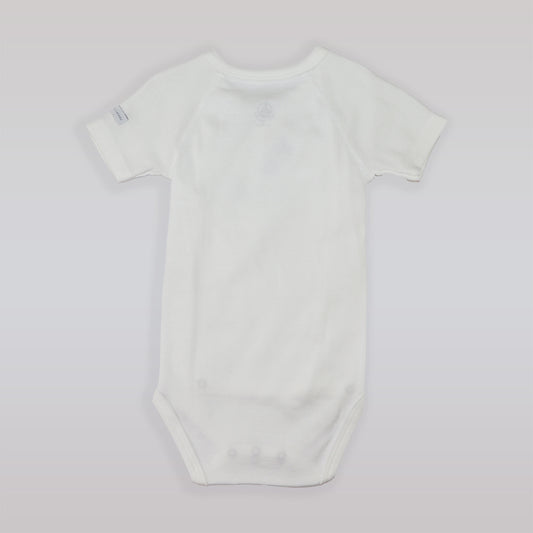 Petit Bateau Soft White Cotton Baby Bodysuit Bird Print