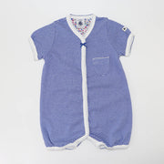 Petit Bateau Baby Cotton Striped Short Romper Playsuit Blue