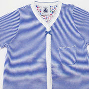 Petit Bateau Baby Blue Striped Cotton Romper Shortall 18M