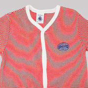Petit Bateau Baby Blue Striped Short Sleeved Cotton Combicour