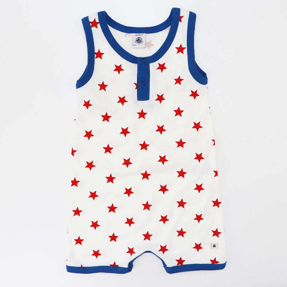 Petit Bateau Baby Boys Short Sleeve Cotton Striped Romper