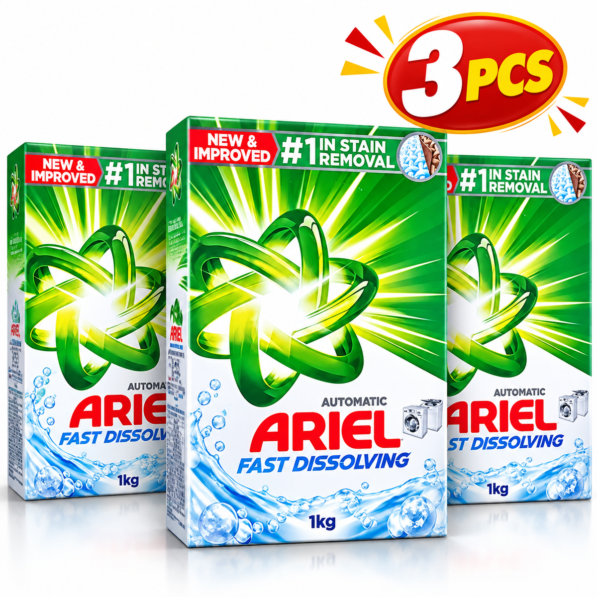 Ariel Original Scent Detergent Powder 1kg x 3pcs – Powerful Deep Cleaning