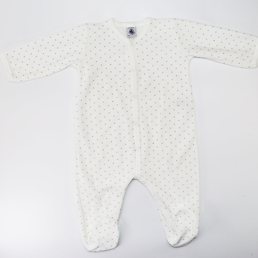 Petit Bateau Baby Boys Blue Striped Footed Cotton Pajamas