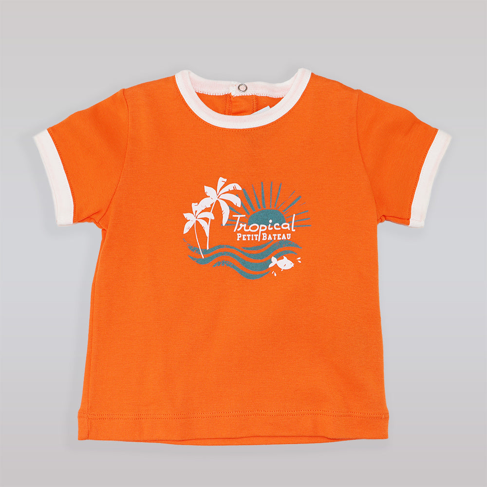 Petit Bateau Soft Cotton Baby Tee Shirt Blue and White