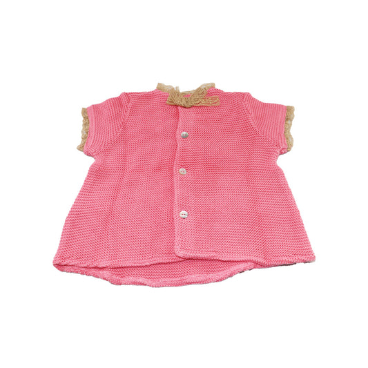 Purete Du Bebe Soft Light Pink Baby Knit Sweater 3M