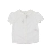 Purete Du Bebe Elegant White Lace Trim Baby Blouse
