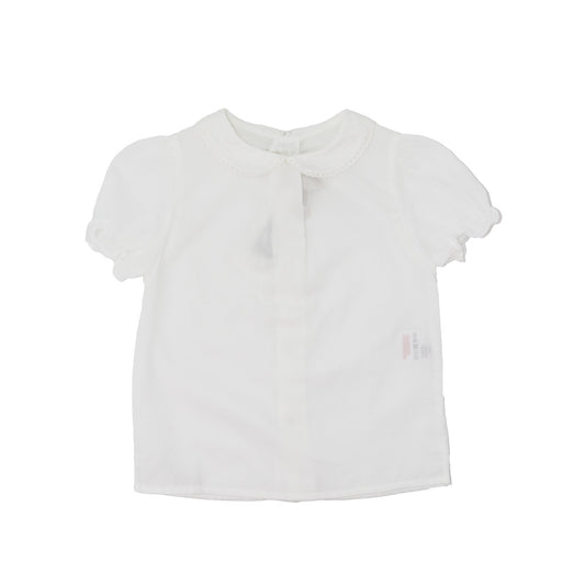 Purete Du Bebe Elegant White Lace Trim Baby Blouse