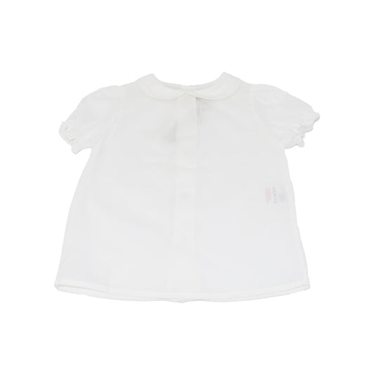 Purete Du Bebe Elegant White Lace Trim Baby Blouse