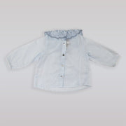 Purete Du Bebe Blue Patterned Cotton Blouse for Toddler Girls