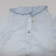 Purete Du Bebe Blue Patterned Cotton Blouse for Toddler Girls
