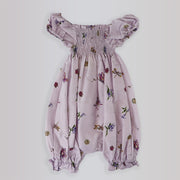 Their Nibs Lilac Bluebell Floral Cotton Baby Girl Romper Outfit