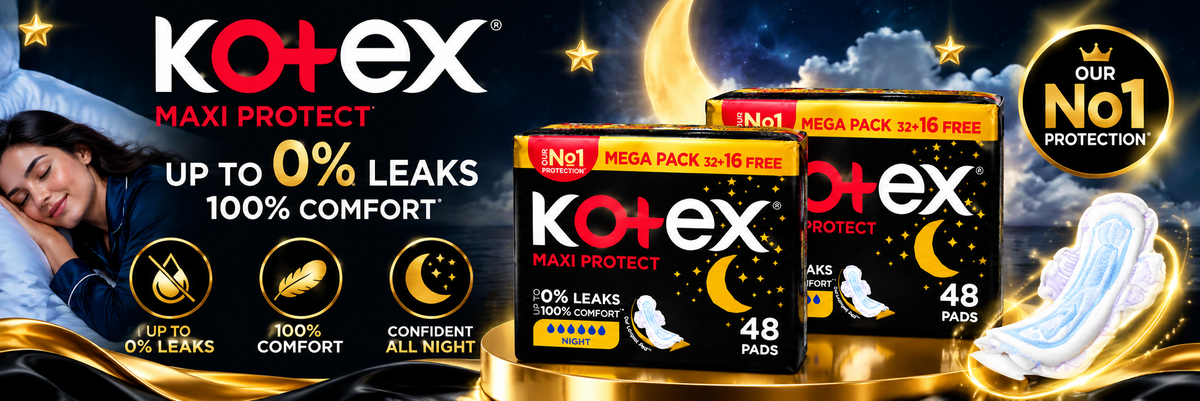 Kotex Maxi Protect Night Sanitary Pads – 2pack 96Pcs