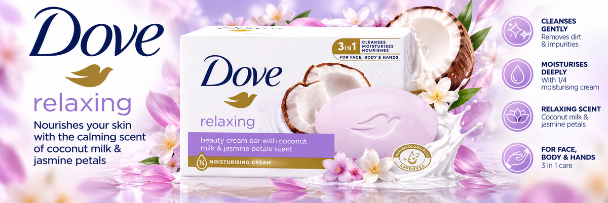 Dove Relaxing Coconut Milk Beauty Bar Soap 90g 4pcs