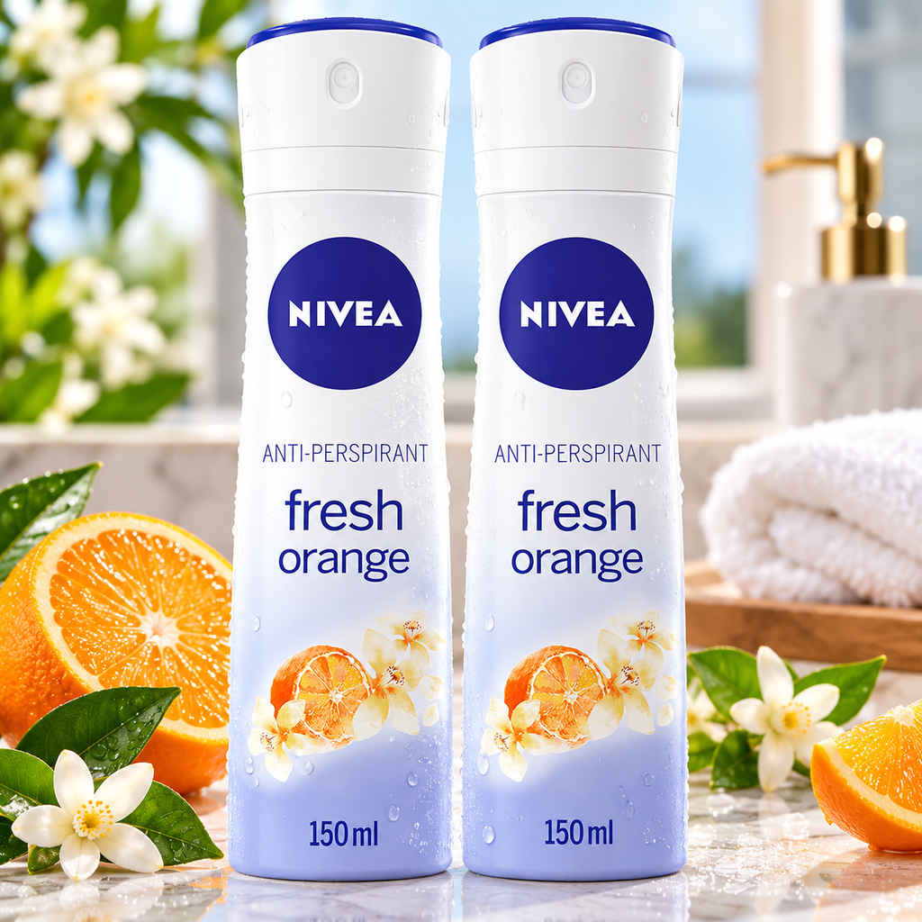 Nivea Fresh Natural Orange Long-Lasting Freshness Body Spray (2 x 150 ml)