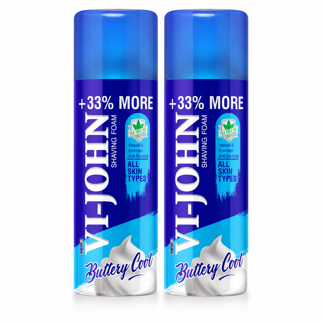 VI - JOHN Shaving Foam For Men,All Skin Type Shaving Foam (400Gm Each-Pack Of 2)