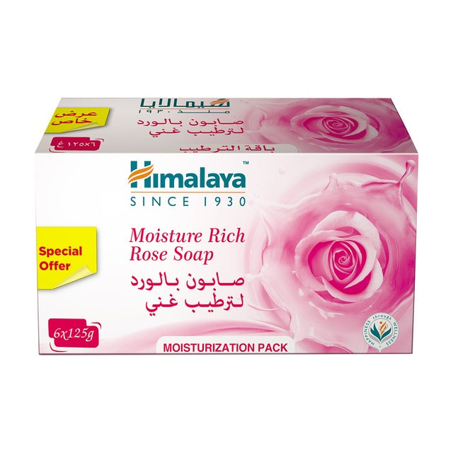 Himalaya Moisture Rich Rose Soap Value Pack - 6 x 125g (Total 750g)