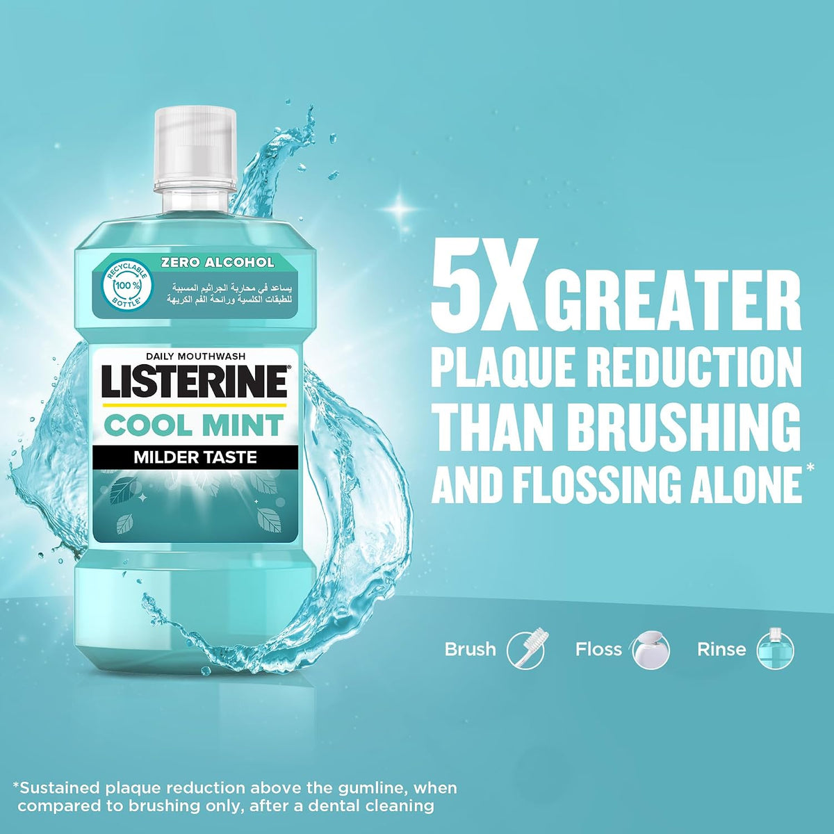 Listerine Cool Mint Milder Taste Mouthwash, 500ml