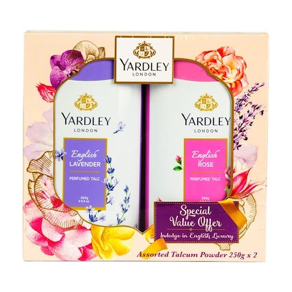 Yardley London English Lavender & English Rose Talcum Powder | Twin Pack (2 x 250g)