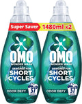 OMO Wonder Wash Liquid Laundry Detergent, Odor Defy, 1480ml (Pack of 2)