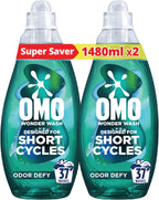 OMO Wonder Wash Liquid Laundry Detergent, Odor Defy, 1480ml (Pack of 2)