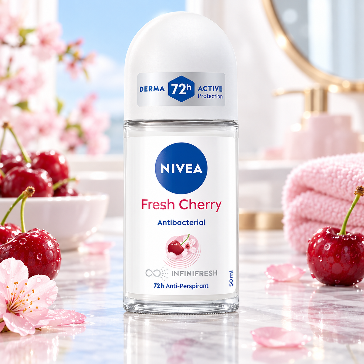 Nivea Women's Fresh Cherry Scent Antiperspirant Care - 50 ml Roll-On