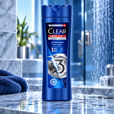 Clear Men 3-in-1 Active Clean Shampoo for Hair, Face & Body | 400ml