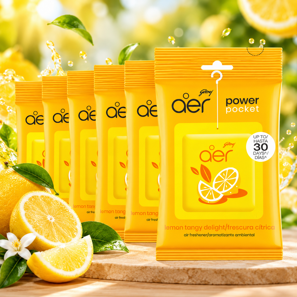 Godrej Aer Long-Lasting Home & Bathroom Freshener - Lemon Scent (6-Pack)