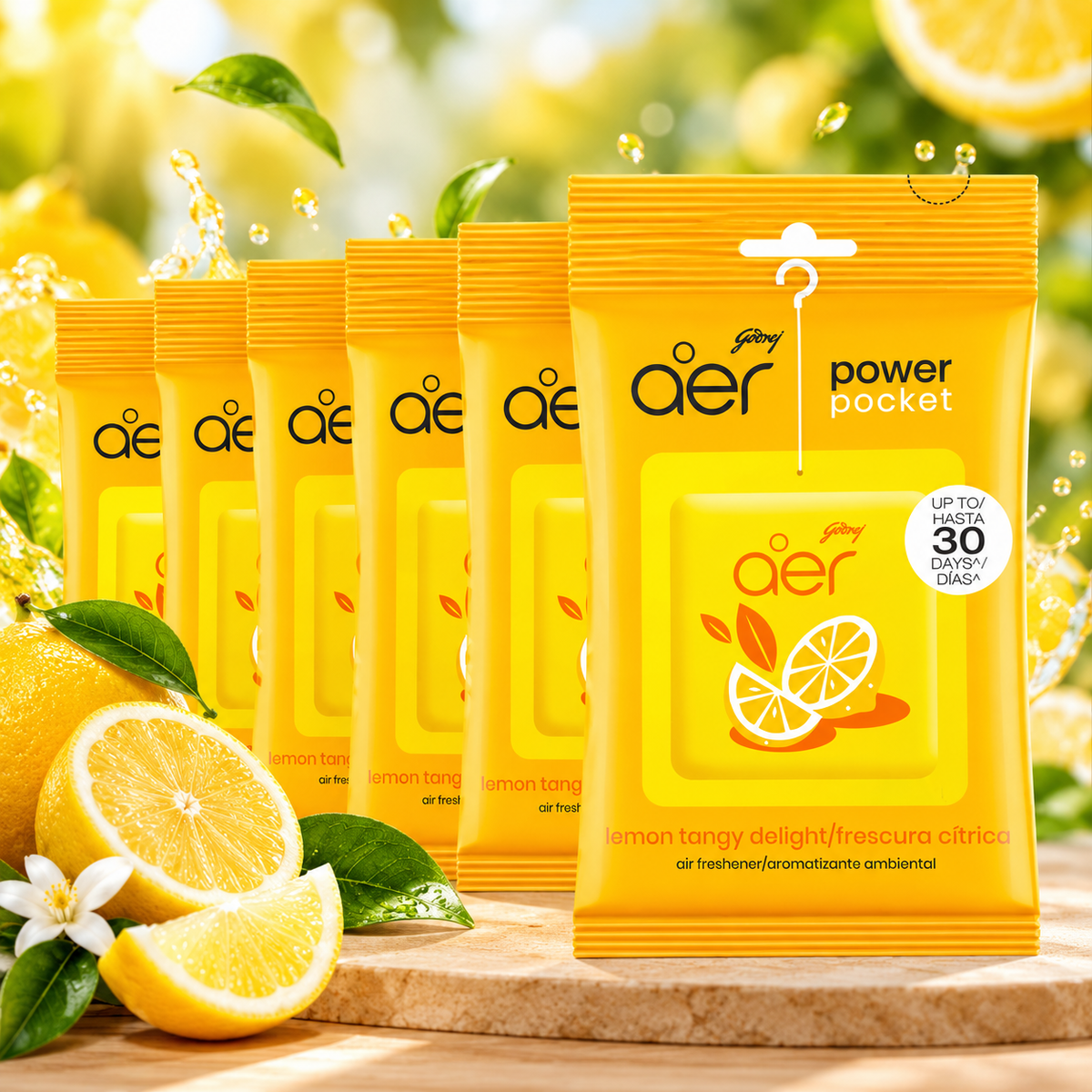 Godrej Aer Long-Lasting Home & Bathroom Freshener - Lemon Scent (6-Pack)