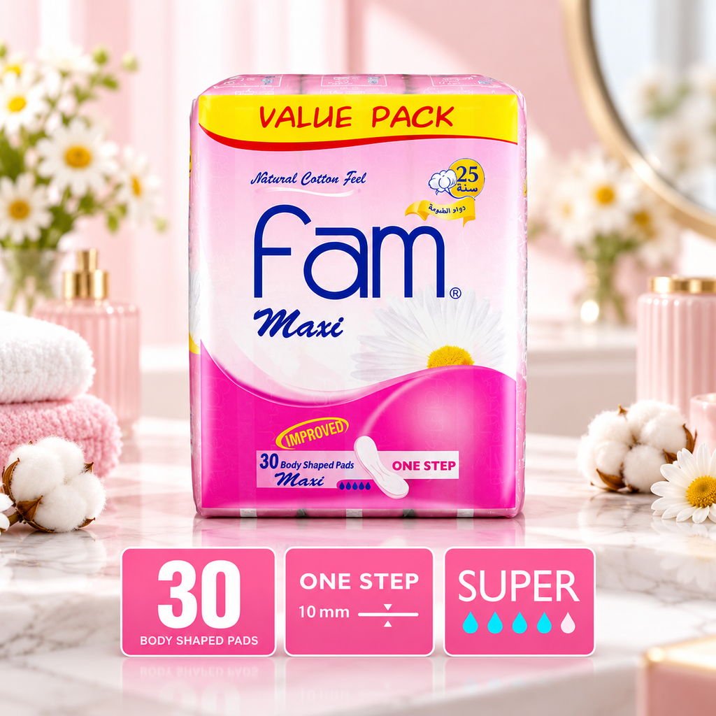 Fam Sanitary Pads Maxi Thick Non-Wings with Soft Cotton Touch (30 Pcs Pack)