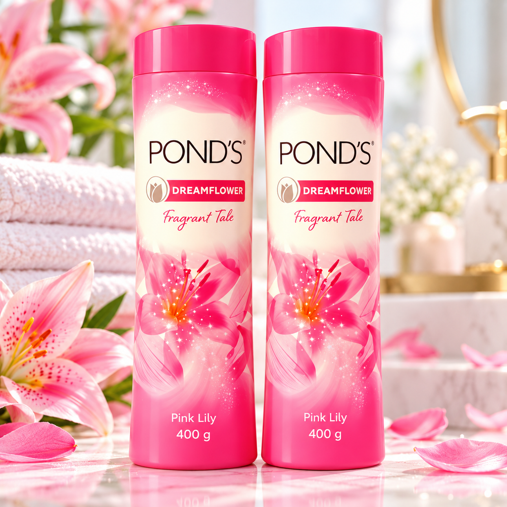 Pond's Dreamflower Pink Lily Fragrant Talcum Powder - 2 x 400g (Twin Value Pack)