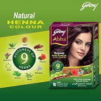 Godrej Abha Henna Hair Color - Rich Brown Shade (6-Sachet Multi-Pack)
