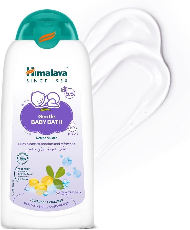 Himalaya Gentle Baby Bath Tear-Free|pH 5.5 | 95% Natural Origin Ingredients|with Chickpea & Fenugreek-  400ml