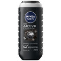 Nivea Men Active Clean 3in1 Shower Gel Cleans Body Face and Hair with Active Charcoal, 250 ml