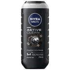 Nivea Men Active Clean 3in1 Shower Gel Cleans Body Face and Hair with Active Charcoal, 250 ml