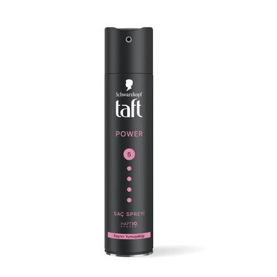 Schwarzkopf TAFT Power Hold 5 Hair Spray for Heat Protection, Cashmere like Softness for Dry - 250Ml.