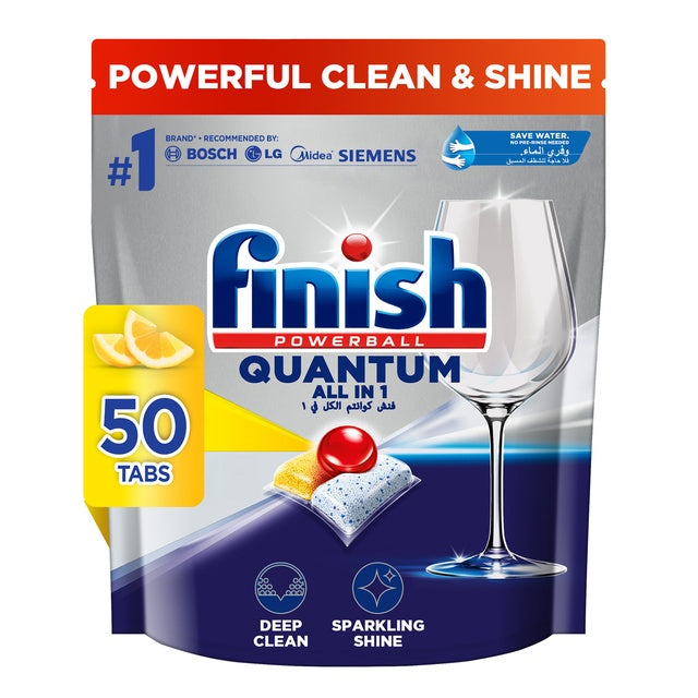 Finish Quantum All in 1 Dishwasher Tablets Lemon Sparkle Scent 50 pcs