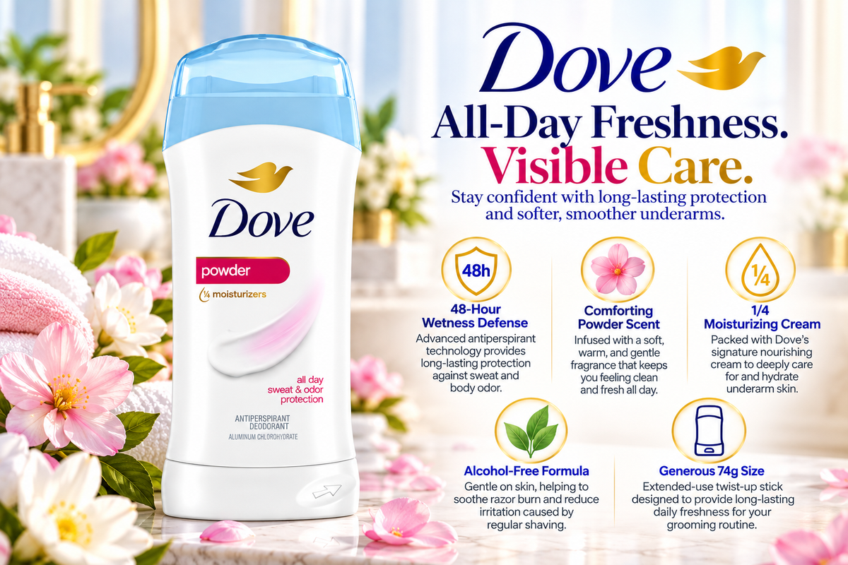 Dove Powder Soft Antiperspirant Deodorant Stick | 74g