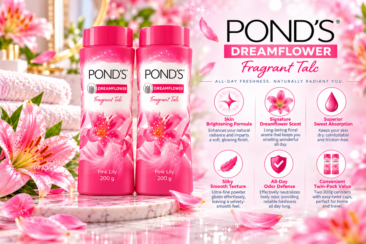 Pond's Soft Glow & Freshness Talc with Brightening Formula - 400g Total (2x200g)